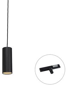 Lampada a sospensione di design nera con adattatore per binario monofase - Slimline Tubo