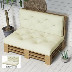 VivaGarden Set 2 Cuscini da Giardino per Divani in Poliestere con Imbottitura Spessa colore Crema