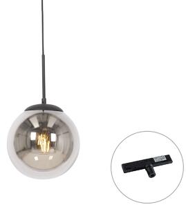 Lampada a sospensione Art Déco Nera con vetro fumé con adattatore per binario monofase - Slimline Flore