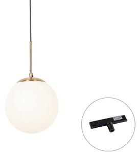 Lampada a sospensione Art Déco oro con vetro opale incl. adattatore per binario monofase nero - Slimline Flore
