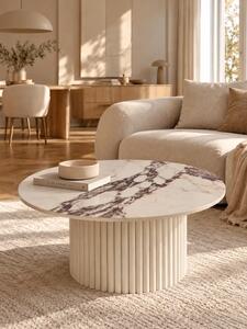 Tavolino da caffè con piano in pietra Stone beige Calacatta Viola