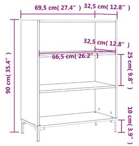 Libreria - Scaffale Portaoggetti Rovere Fumo 80x30x145,5cm in Legno  Multistrato e Ferro -41472