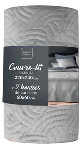 Set con copriletto e federa grigio in velluto 220x240 cm Solange – douceur d'intérieur