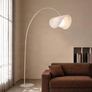 Lampada ad arco Tamani Lucande, dimmerabile, Crema / Ambra, Soggiorno / Sala da pranzo, Tessuto / Stoffa / Seta, Design, Lampada da terra