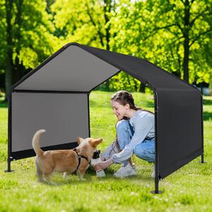Costway Rifugio ombra per cani grandi/medie/piccole, Casa per animali all'aperto con tetto impermeabile Nero