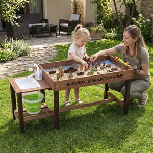 Costway Sabbiera per bambini da esterno con pompa e lavello smontabile, Tavolo sabbiera e acqua in legno per bambini 3+ anni