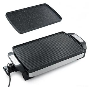 Costway Piastra elettrica 1500 w con griglia antiaderente doppia faccia, Grill per barbecue da tavolo per Interno e Esterno