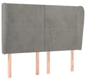 Testiera ad Orecchio Grigio Chiaro 147x23x118/128 cm in Velluto