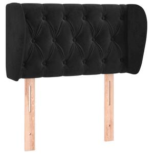 Testiera ad Orecchio Nera 83 x 23 x 78/88 cm in Velluto