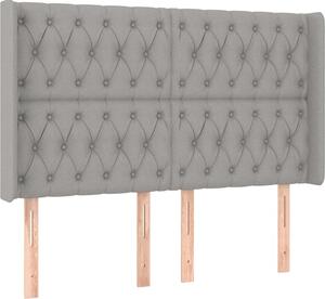 Testiera ad Orecchio Grigio Chiaro 147x16x118/128 cm in Tessuto