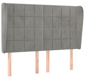 Testiera ad Orecchio Grigio Chiaro 147x23x118/128 cm in Velluto