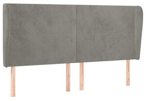 Testiera ad Orecchio Grigio Chiaro 183x23x118/128 cm in Velluto