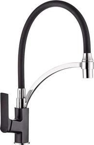 Rubinetto da cucina orientabile con tubo flessibile in silicone - Nero - Rubinetto monomando estraibile