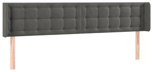Testiera ad Orecchio Grigio Scuro 203x16x78/88 cm in Velluto