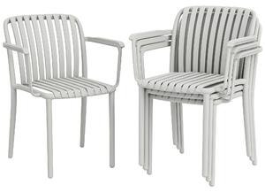Set di 4 Sedie da Giardino Impilabili 58x57,5x79,5 cm con Braccioli Design a Doghe in Plastica Grigio