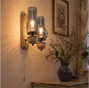 BRILAGI - Lampada da parete LED COTTAGE 2xE14/40W/230V rovere/grigio fumo