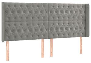 Testiera ad Orecchio Grigio Chiaro 183x16x118/128 cm in Velluto