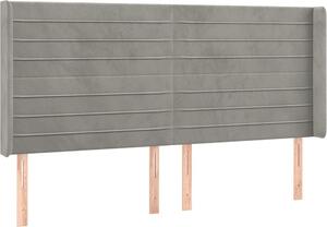 Testiera ad Orecchio Grigio Chiaro 203x16x118/128 cm in Velluto