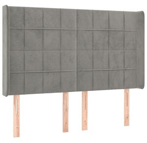 Testiera ad Orecchio Grigio Chiaro 147x16x118/128 cm in Velluto