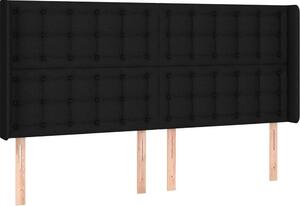 Testiera ad Orecchio Nera 203x16x118/128 cm in Tessuto