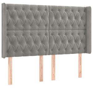 Testiera ad Orecchio Grigio Chiaro 147x16x118/128 cm in Velluto