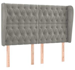 Testiera ad Orecchio Grigio Chiaro 163x23x118/128 cm in Velluto