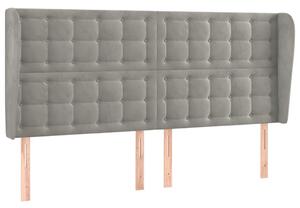 Testiera ad Orecchio Grigio Chiaro 203x23x118/128 cm in Velluto