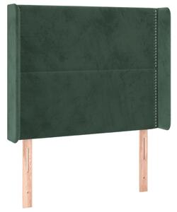 Testiera ad Orecchio Verde Scuro 103x16x118/128cm in Velluto