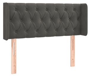 Testiera ad Orecchio Grigio Scuro 93x16x78/88 cm in Velluto