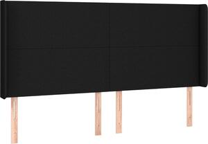 Testiera ad Orecchio Nera 203x16x118/128 cm in Tessuto