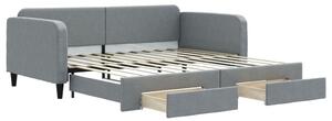 Divano Letto Estraibile Cassetti Grigio Chiaro 100x200 Tessuto