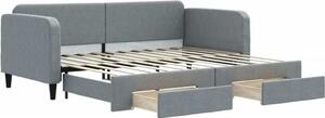 Divano Letto Estraibile Cassetti Grigio Chiaro 90x200cm Tessuto