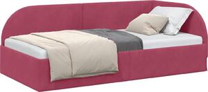 Cornice del letto ad angolo Rosso Vino 90 cm x 200 cm Velluto