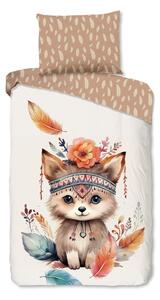 Set copripiumino e federa da bambini marrone/beige in cotone per letto singolo 140x200 cm Hay – Good Morning