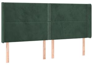 Testiera ad Orecchio Verde Scuro 203x16x118/128 cm in Velluto