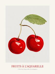 Stampa artistica Cherries Watercolour Kitchen Fruit, (30 x 40 cm)