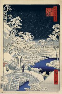 Posters, Stampe Il ponte dei tamburi di Meguro e la collina del tramonto