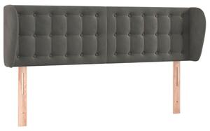 Testiera ad Orecchio Grigio Scuro 147x23x78/88 cm in Velluto