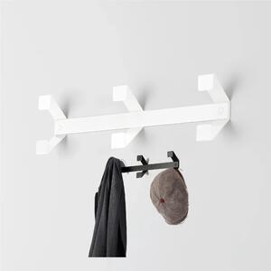 Appendiabiti da parete 3 posti semplice e colorato SAM, Dimensioni 45x5xh 12 cm Si portata max 5Kg metallo da attaccare a muro Bianco RAL 9003 liscio