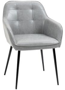 HOMCOM Sedia per Sala da Pranzo in Stile Industriale, Sedia per Soggiorno Moderna in Similpelle Grigia e Metallo Sedia Imbottita Nero|Aosom