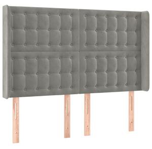 Testiera ad Orecchio Grigio Chiaro 147x16x118/128 cm in Velluto