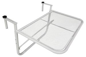 Tavolino Sospeso da Balcone 60x56.5x45 cm Regolabile in Ferro Bianco