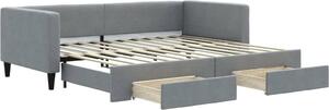 Divano Letto Estraibile Cassetti Grigio Chiaro 90x200cm Tessuto