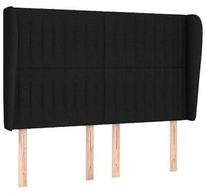 Testiera ad Orecchio Nera 147 x 23 x 118/128 cm in Tessuto