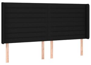 Testiera ad Orecchio Nera 183x16x118/128 cm in Tessuto