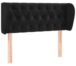 Testiera ad Orecchio Nera 93x23x78/88 cm in Velluto
