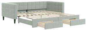 Divano Letto Estraibile Cassetti Grigio Chiaro 100x200 Velluto