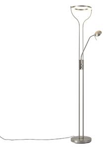 Lampada da terra moderna in acciaio con braccio di lettura con LED e dimmer - Divo