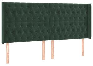 Testiera ad Orecchio Verde Scuro 183x16x118/128 cm in Velluto