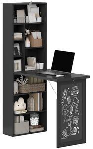 HOMCOM Scrivania Moderna Pieghevole con Libreria e Lavagna, in Legno e Metallo, 98x51x153 cm, Nero | Aosom Italy